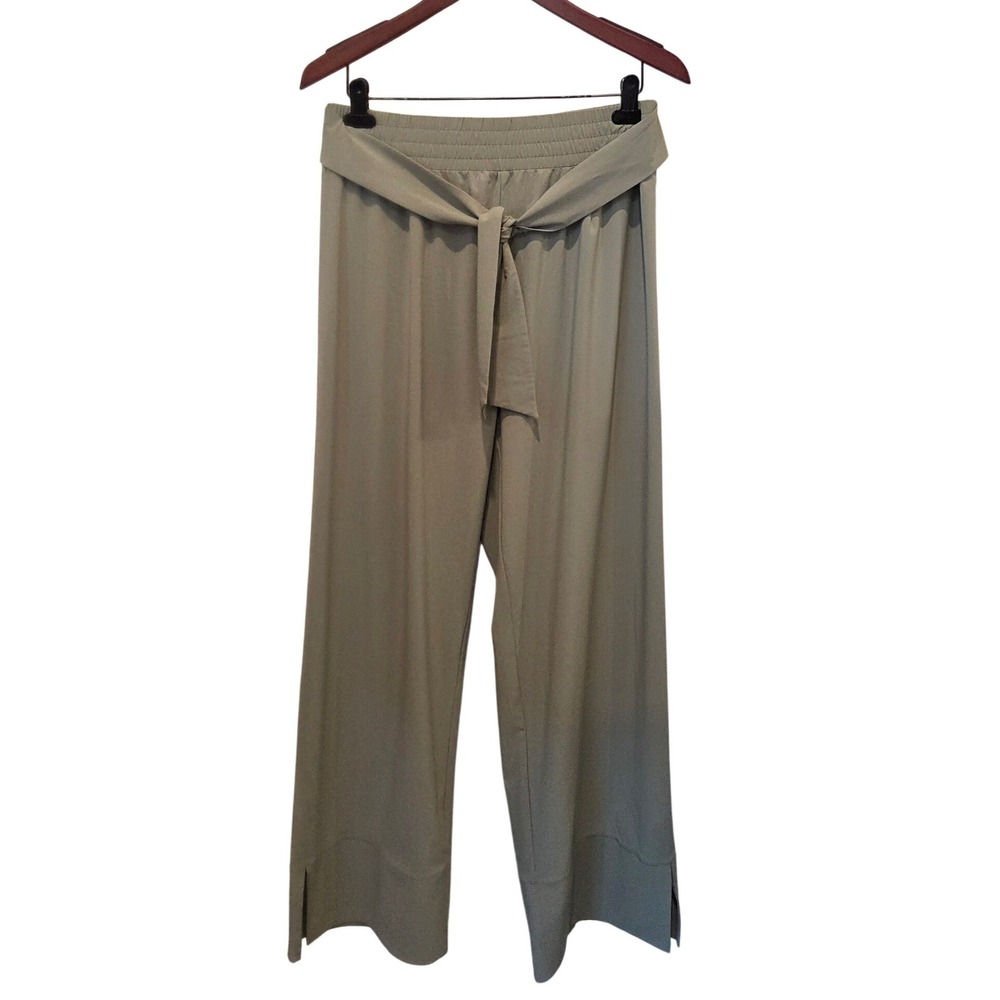 ADAY Easy Days Wide Leg Pant  Tie Waist Khaki Green Travel Minimalist XL NWOT‎